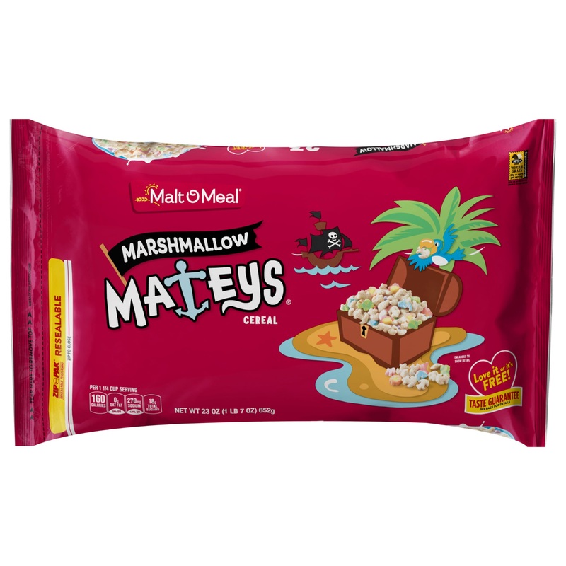 Malt-O-Meal Marshmallow Mateys Breakfast Cereal, Frosted Oat Cereal With Marshmallow Bits, Large Cereal For Family, 23 Oz Reseal