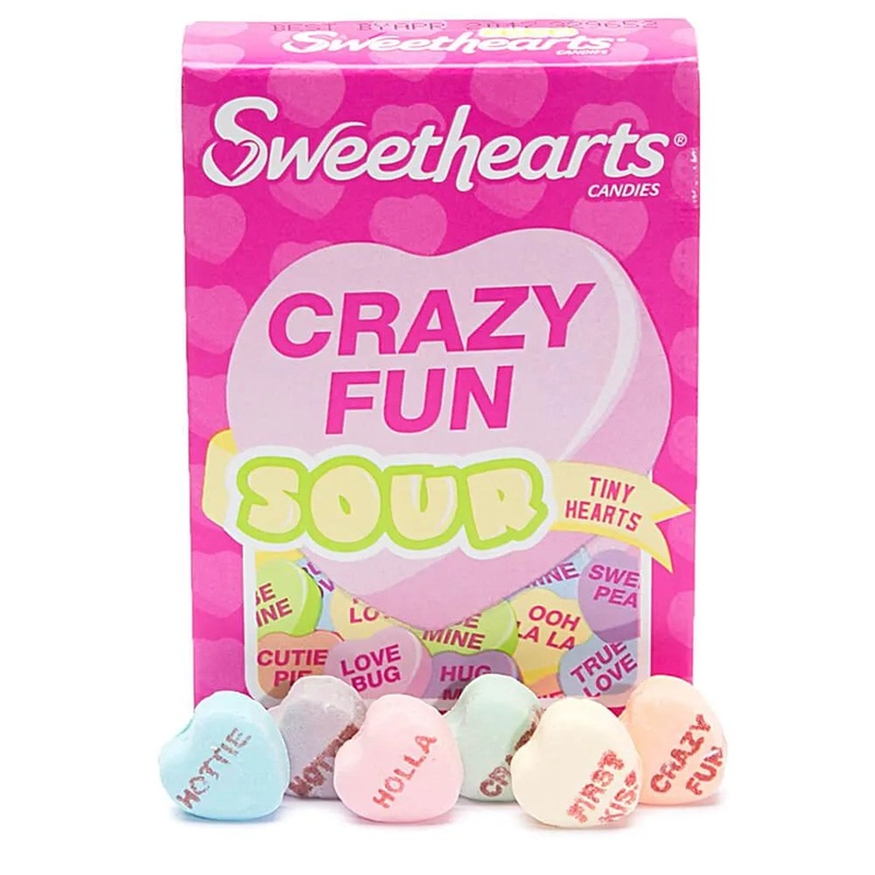 Necco Sweethearts Tiny Conversation Candy Hearts Packs – Sour Flavors: 36-Piece Box