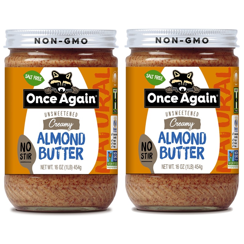 Once Again 2Pk Natural Creamy Almond Butter, 16Oz – No Stir – Salt Free, Unsweetened – Gluten Free Certified, Peanut Free, Vegan