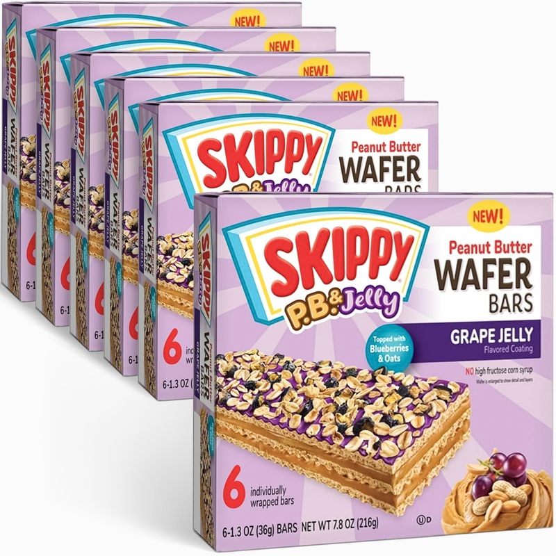 Skippy P.B. & Jelly Peanut Butter And Grape Jelly Coated Wafer Bars 6 Ct (Pack Of 6-36Ct) (36 Ct)