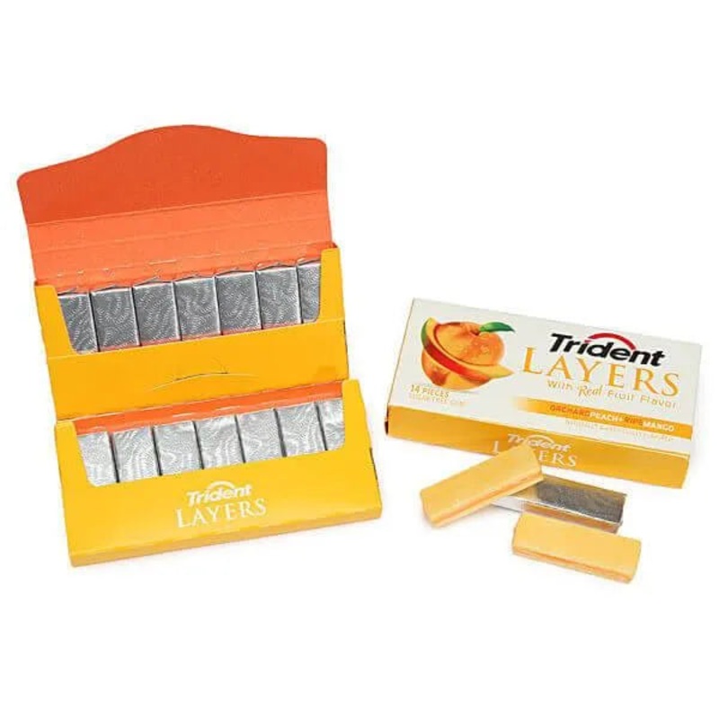 Trident Layers Sugar Free Gum Packs – Peach Mango: 12-Piece Box