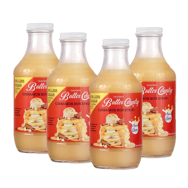 Uncle Bob’S Butter Country Rich & Creamy Cinnamon Bun Flavored Buttermilk Syrup For Pancakes, Waffles, French Toast, & More, No