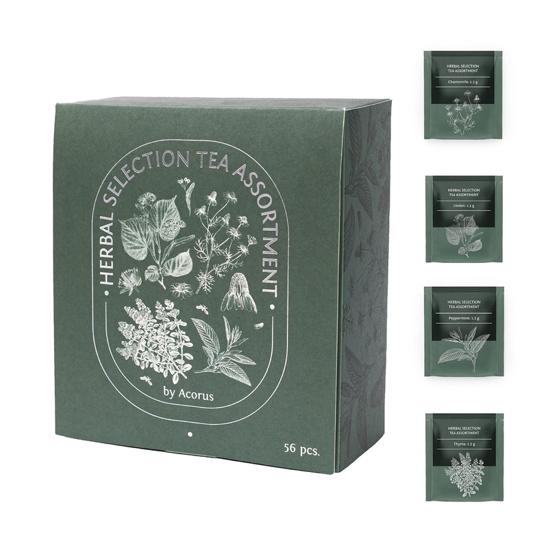 Acorus Herbal Selection Tea Set, Natural Herbal Tea Variety Pack, Assorted Tea Box, Tea Gift Set Of 4 Different Teas, Herbal Tea