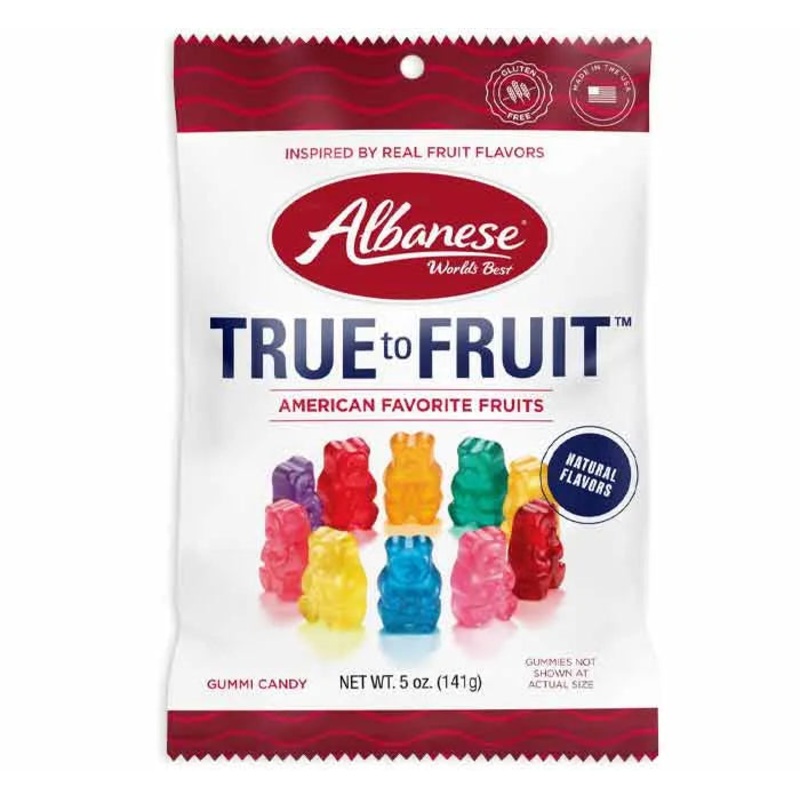 Albanese True to Fruit Gummy Bears Peg Bags: 12-Piece Box
