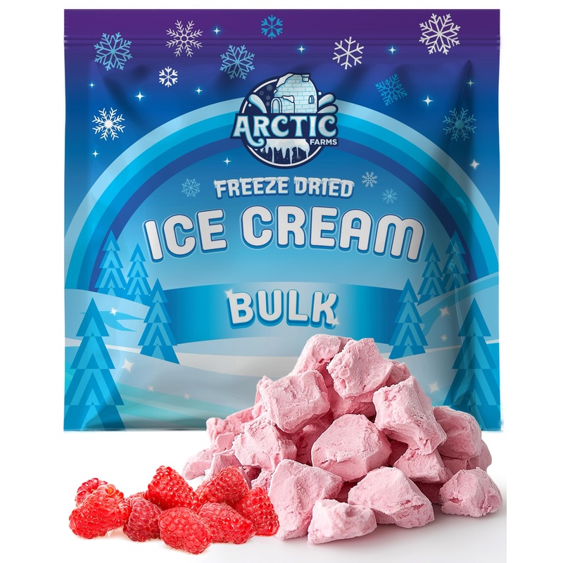 Arctic Farms Freeze Dried Ice Cream Bits Bulk – Does Not Melt (Red Raspberry) (1Lb)