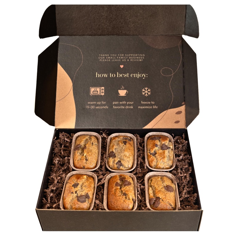 Christmas Gift Box Of Gourmet Banana Bread By Sweetness Central, Baked Fresh For Each Order, Made With Belgian Chocolate Chips,