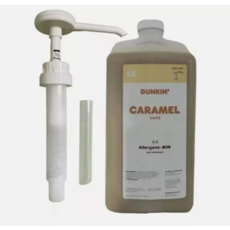 Dunkiin Donuts Caramel Sauce-Swirl-Syrup 64 Oz Jug (With Pump)