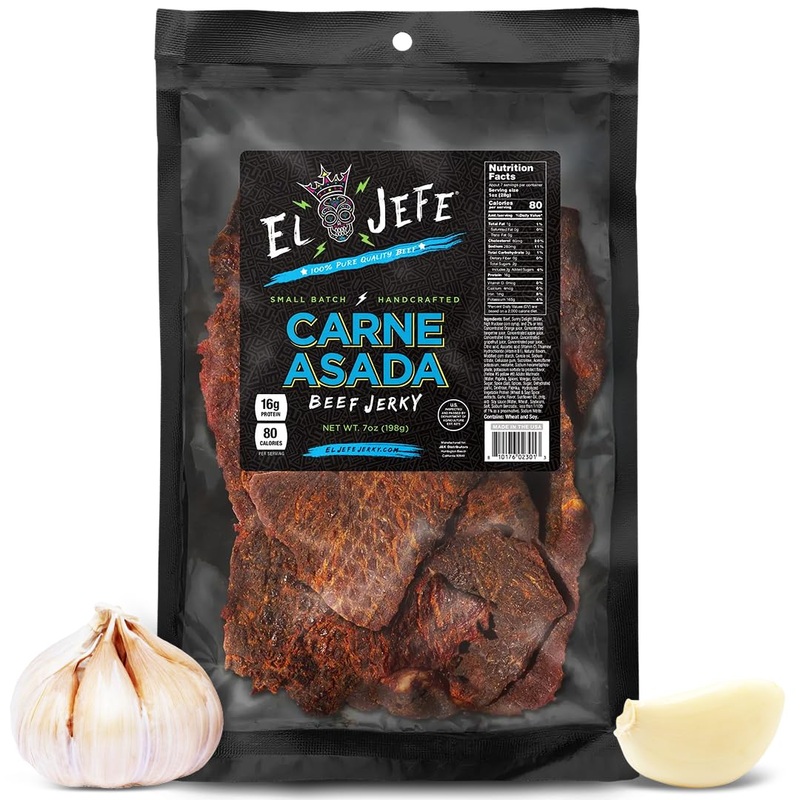 El Jefe Carne Asada 7Oz Beef Jerky – Authentic Mexican Style Slab Jerky Handcrafted In Small Batches For A Bold Hispanic Flavor
