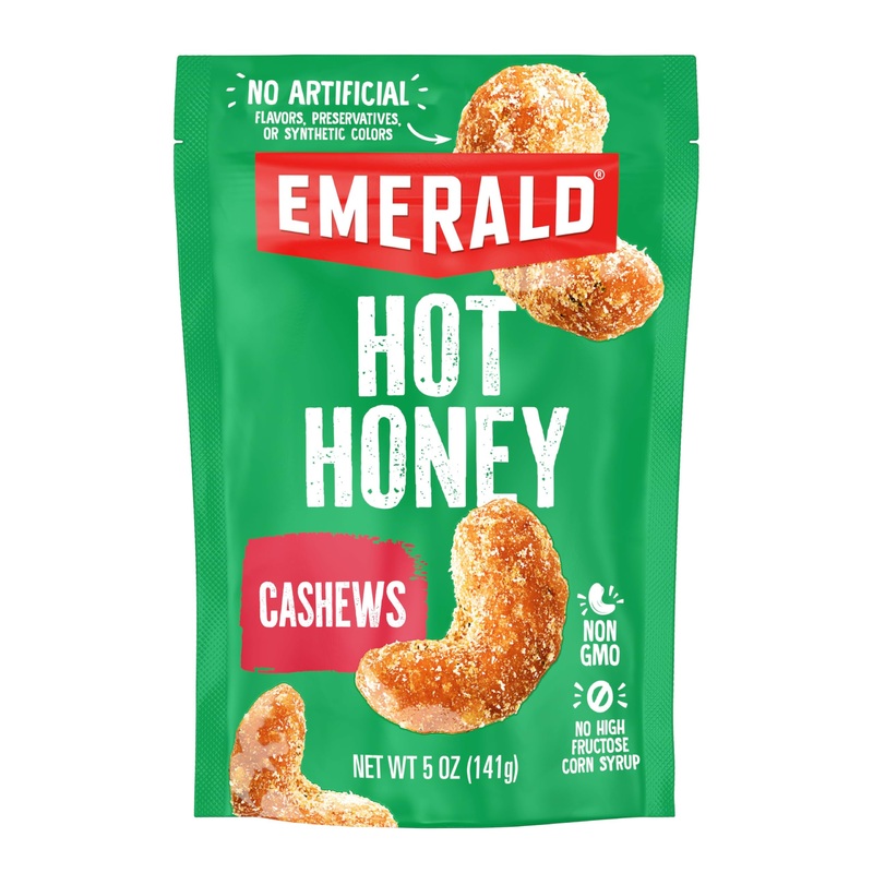 Emerald Nuts Hot Honey Cashews (1-Pack) | 5Oz Resealable Bag | Kosher Dairy Certified, Non-Gmo, Contains No Artificial Preservat