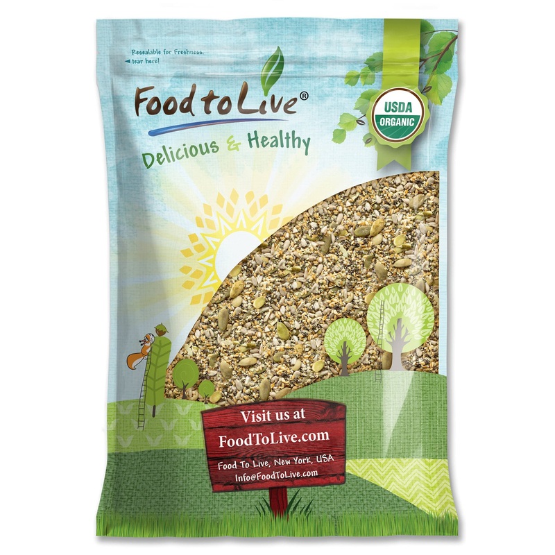 Food To Live – Organic Raw Superseed Mix- Chia, Flax, Hemp, Pumpkin, And Sunflower, 10 Pounds – Non-Gmo Whole Seeds Blend, Vegan