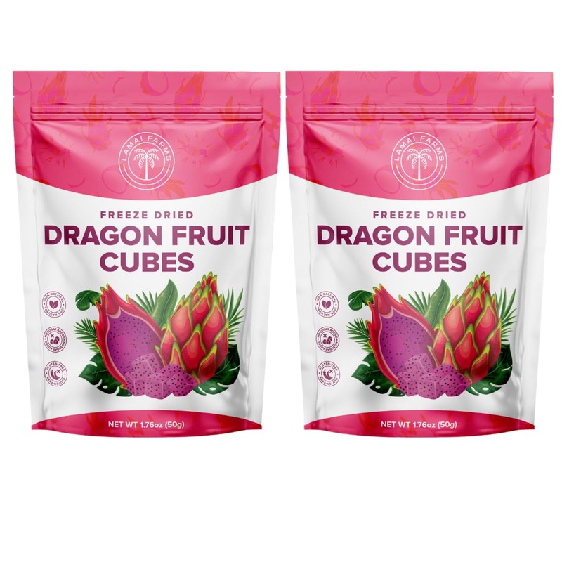 Freeze-Dried Red Dragon Fruit Cubes – 100% Pure, Naturally Sweet & Delicious, No Added Sugar Or Preservatives, Perfect For Snack