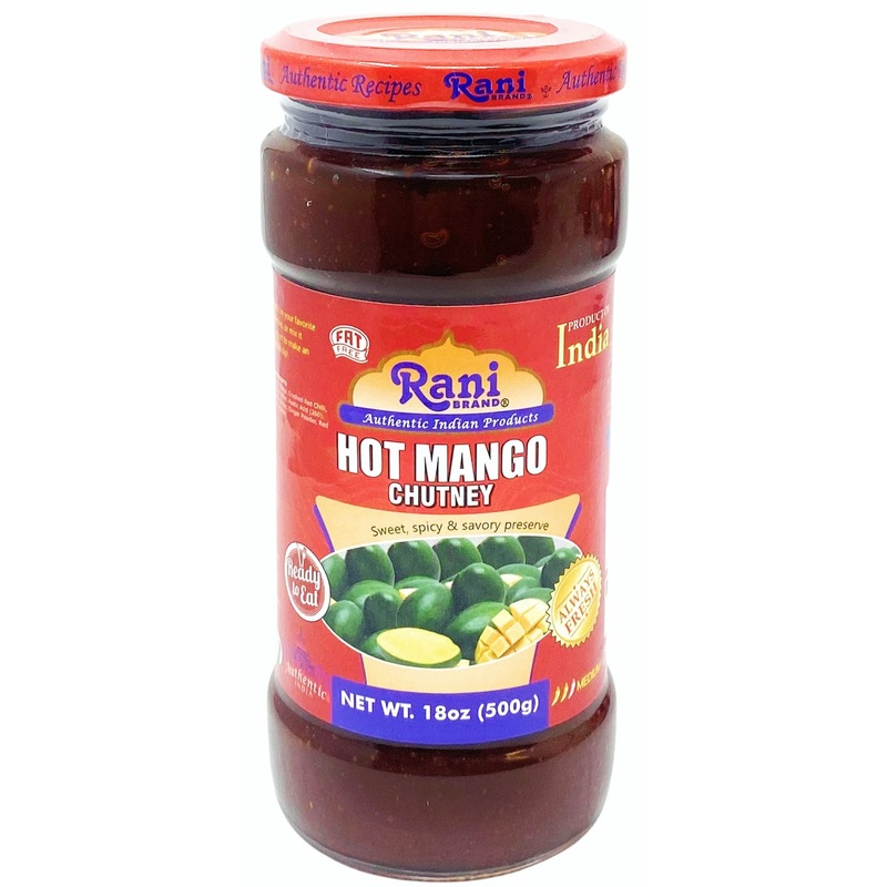 Rani Hot Mango Chutney (Spicy Indian Preserve) 18Oz (1.1Lbs) 500G Glass Jar, Ready To Eat, Vegan ~ Gluten Free, All Natural, Non