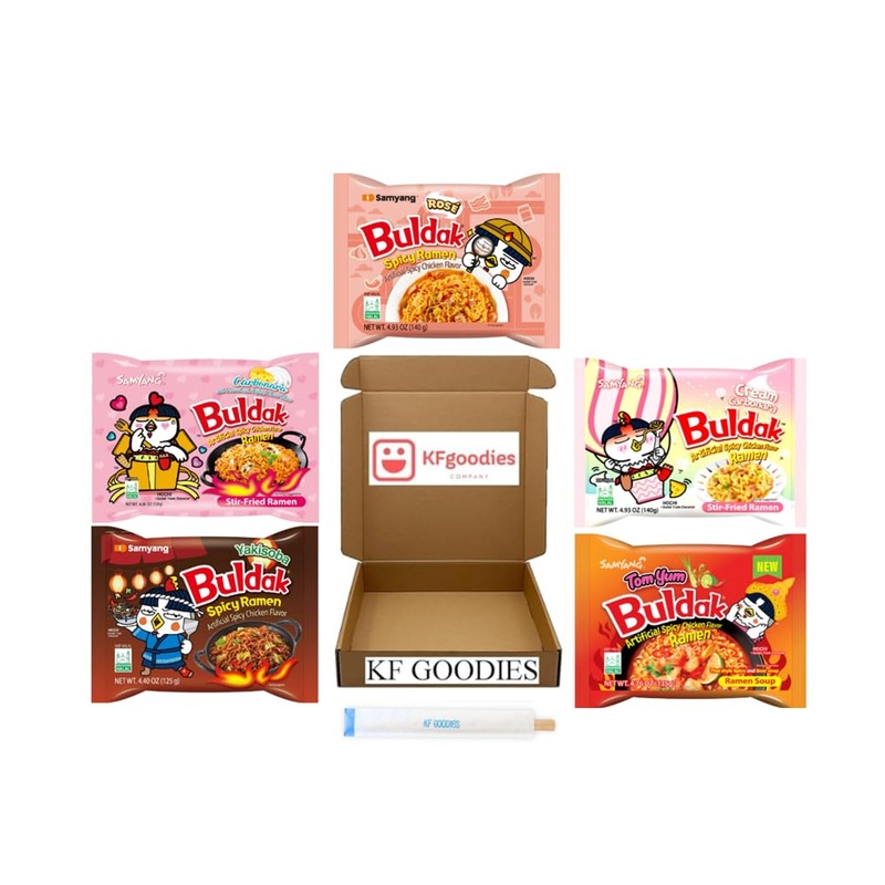 Samyang Buldak Hot Spicy Chicken Ramen Noodle Korean Stir-Fried Ramen (5, Carbonara, Cream Carbonara, Ros  , Yakisoba, Tom Yum)