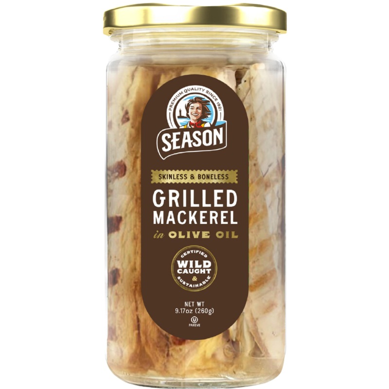 Season Grilled Mackerel In Olive Oil – Skinless & Boneless Mackerel Fillets, Wild Caught, Keto Snacks, Full Of Vitamins, Low In