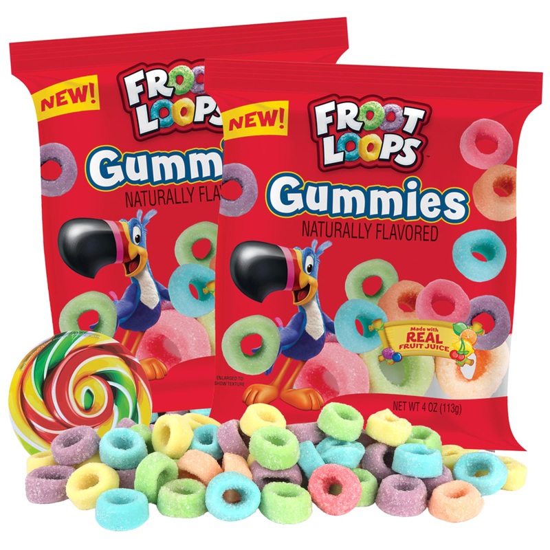 Sweetzo – Froot Loop Gummy Candy Bags, Fruity Cereal Flavored Gummies, Easter Basket Stuffer Treats, 4 Ounces (Pack Of 2)