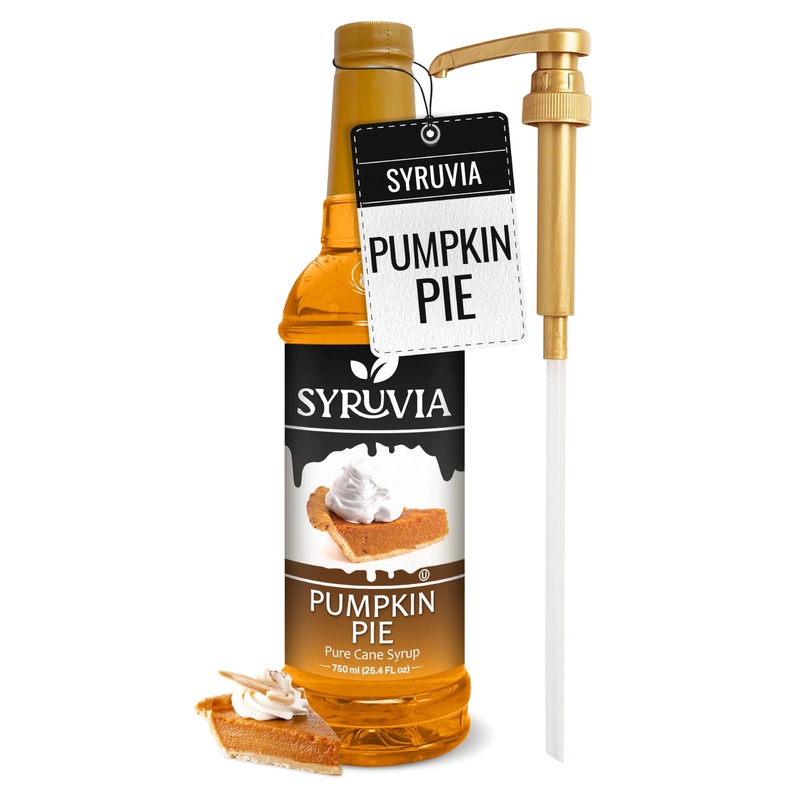 Syruvia Pumpkin Pie Syrup – Pumpkin Pie Coffee Syrup Flavor, 25.4 Fl Oz, Kosher, Gluten Free, Perfect For Coffee, Drinks, Soda,