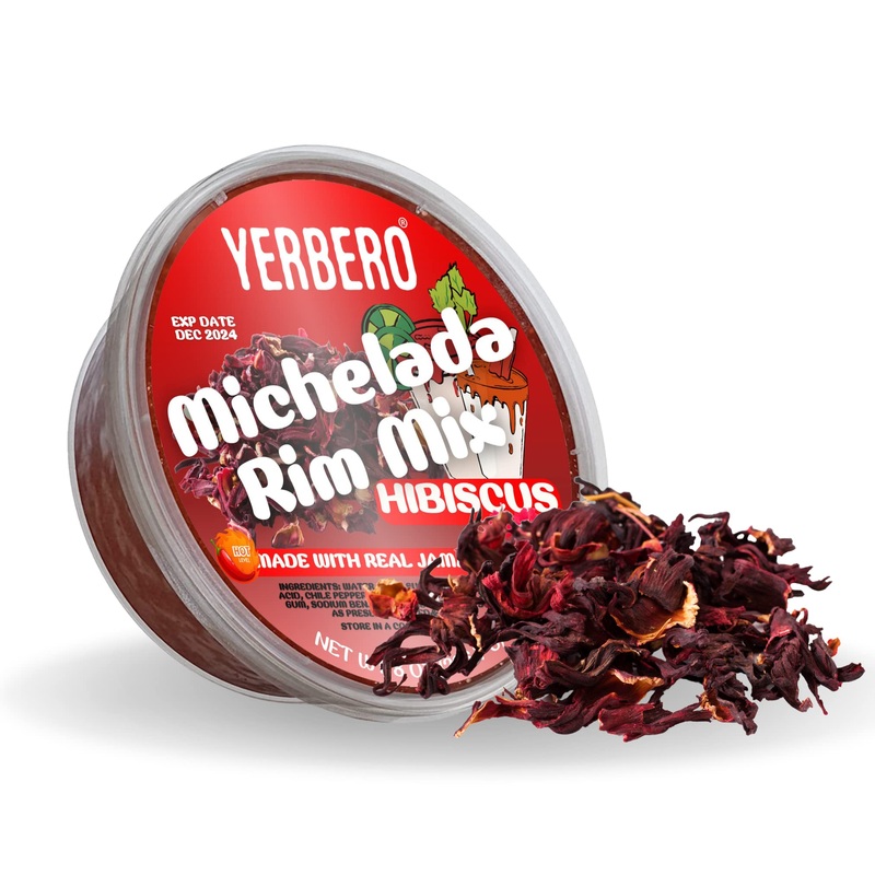 Yerbero – Michelada Jamaica & Spicy Chamoy Rim Dip | 8 Oz (226.7 G) | Mexican Hibiscus & Spicy Chili Paste With Real Fruit Bold