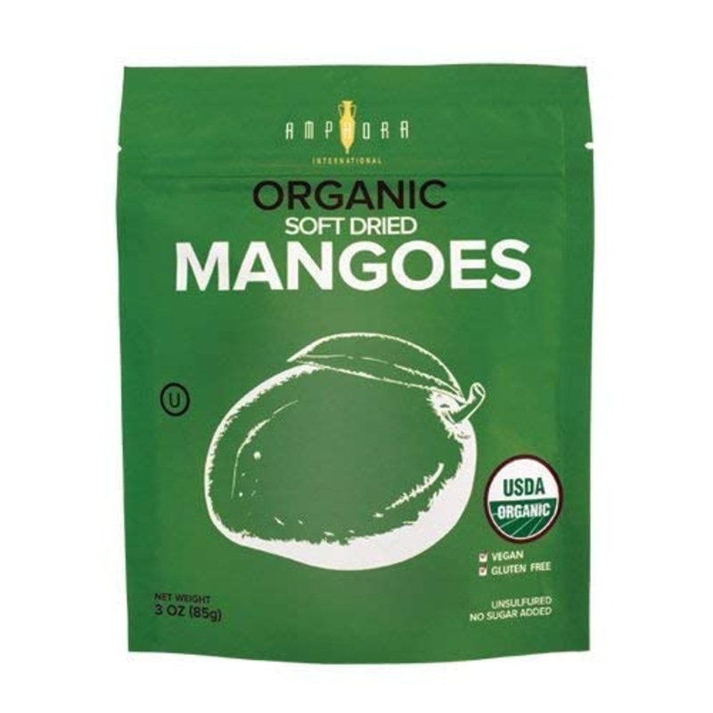 Amphora Dried All Natural Organic Mango Healthy Snack Fruits Vegan Kosher Gluten Free 3 Oz Each (Pack Of 1)