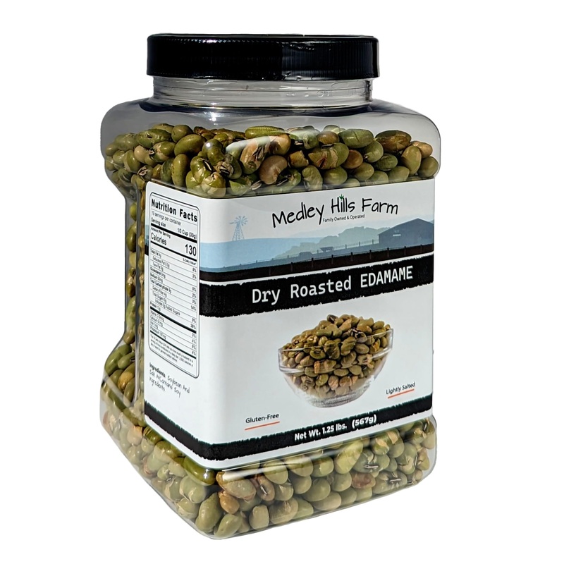 Dry Roasted Edamame By Medley Hills Farm 1.25 Lbs. In Reusable Container – Edamame Dry Roasted And Lightly Salted – Healthy Diet