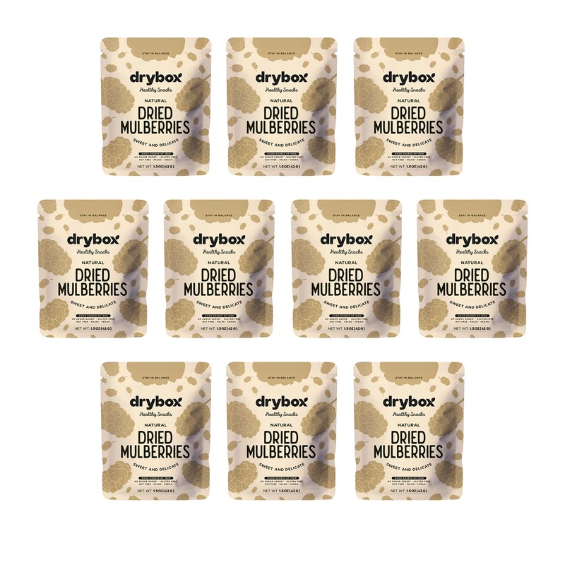 Drybox Dried White Mulberries 10 Snack Pack No Sugar Added, Non-Gmo, Gluten Free – Natural Mediterranean Dried Fruit | 1.5 Oz Pe