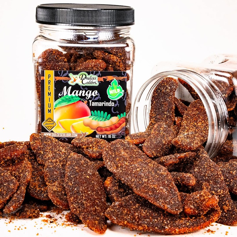 Dulces Colibri – Mango Tamarindo | Premium | Mild | Family Size – 16Oz Jar | Mess Free | Soft Chewy Mango Slices |