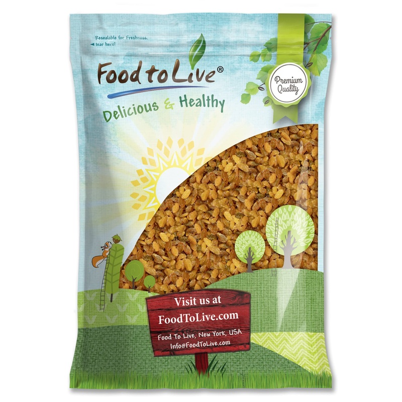 Food To Live California Jumbo Golden Raisins, 8 Pounds – Seedless, Sun-Dried, No Added Oil, No Added Sugar, Kosher, Vegan, Raw,