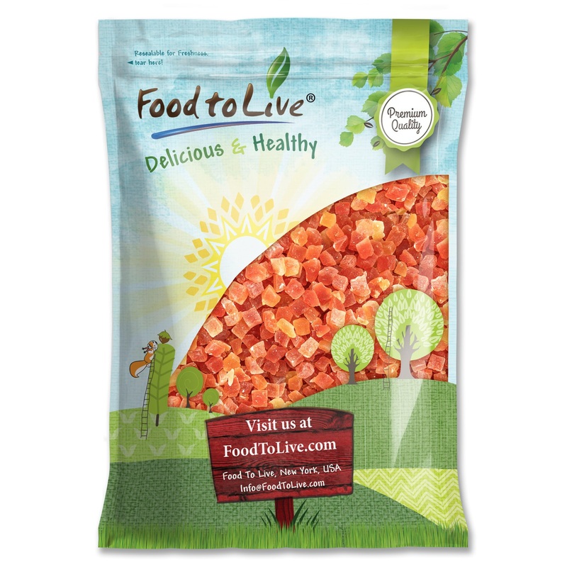 Food To Live Dried Diced Papaya, 10 Pounds Kosher, Vegan, Sweetened, Unsulfured, Bulk