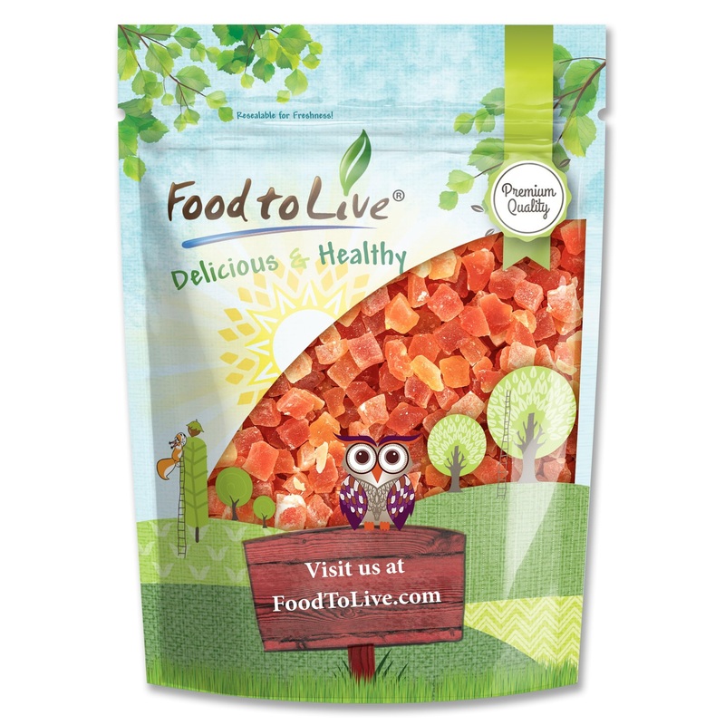 Food To Live Dried Diced Papaya, 8 Ounces Kosher, Vegan, Sweetened, Unsulfured, Bulk
