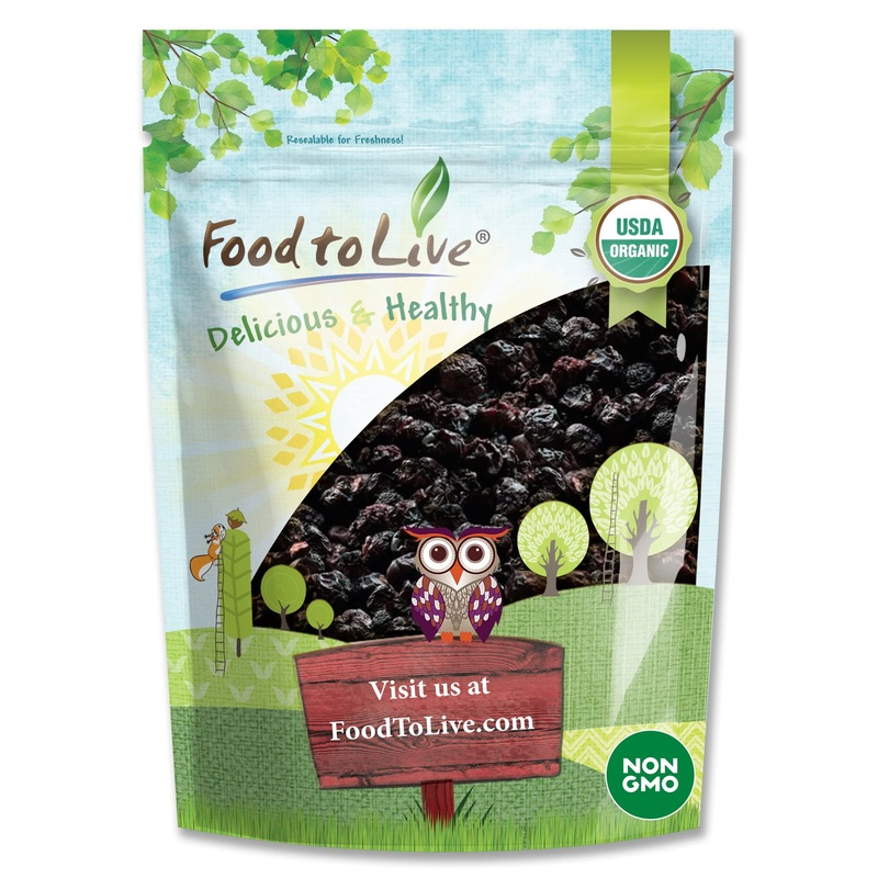 Food To Live Organic Bing Cherries, 2 Pounds California Sun-Dried Sour, Non-Gmo, Pitted, Tart, Unsweetened, Unsulfured, Non-Infu