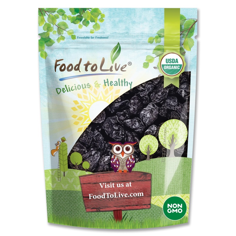 Food To Live Organic Pitted Prunes, 8 Ounces Dried California Plums, Non-Gmo, Kosher, Unsulfured, Unsweetened, Bulk