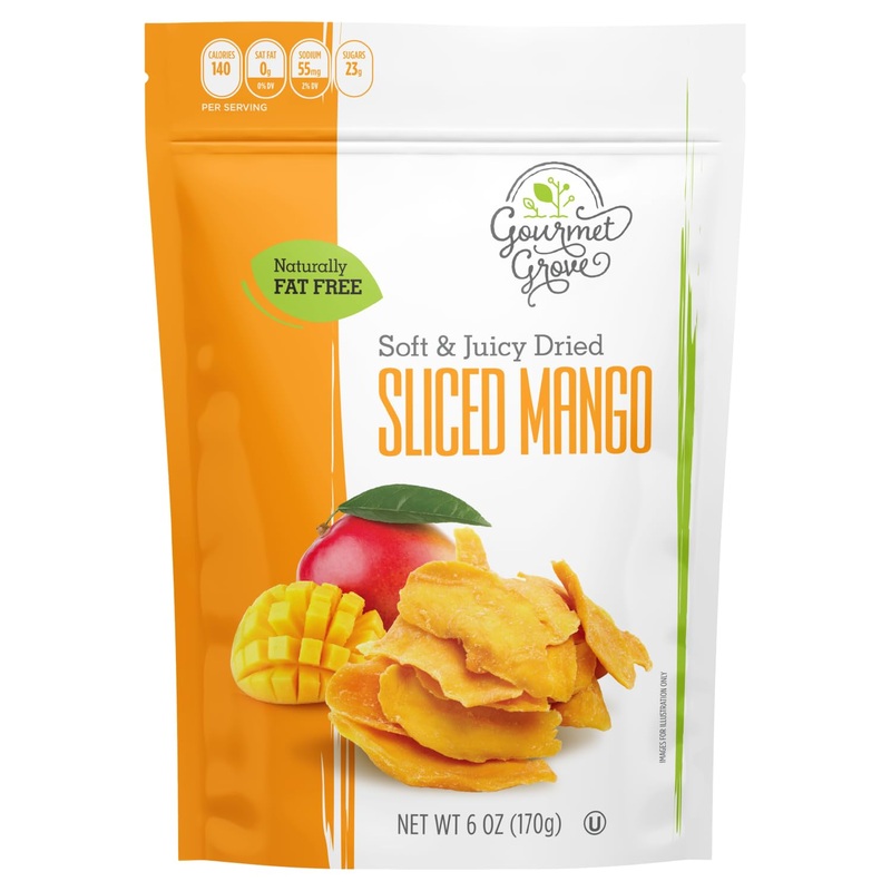 Gourmet Grove – Natural Dried Mango Slices 6 Oz Pack Of 1 | Soft, Juicy, Sliced Mangoes | Lightly Sweetened – (Pack Of 1)