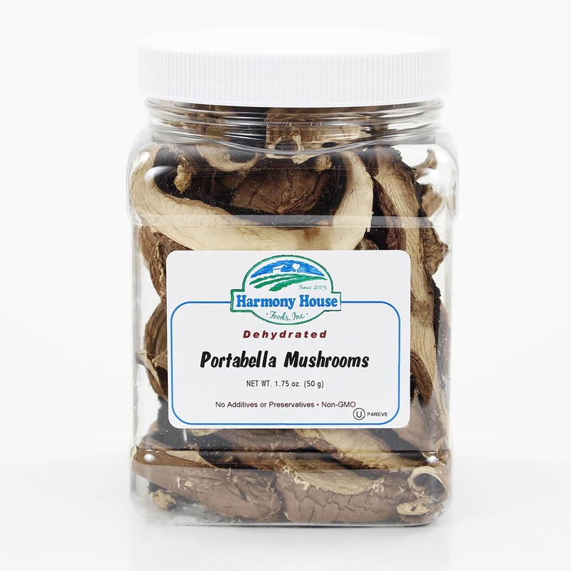 Harmony House Foods Dried Portabella Mushrooms (1.75 Oz, Quart Size Jar)