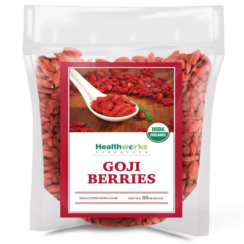 Healthworks Organic Dried Goji Berries – 32Oz / 2Lb – 1 Pack – Vegan And Non-Gmo Certified Organic Raw Sun-Dried Goji Berries