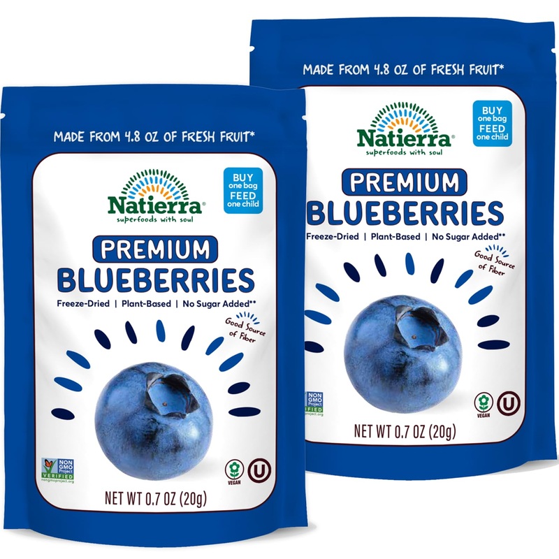 Natierra Premium Freeze-Dried Blueberries | Non-Gmo & Vegan Blueberry | 0.7 Ounce (Pack Of 2)