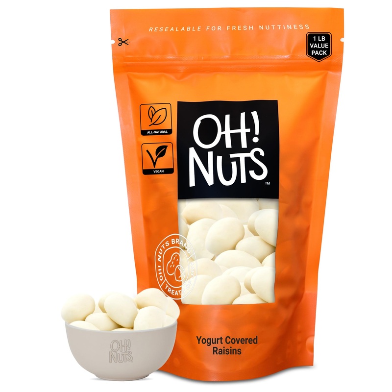 Oh! Nuts Yogurt Covered Raisins – 200Pcs/1Lb – Sweetened Dehydrated Creamy Yogurt Fruit Bites – Packed In New York Zip-Seal Bag