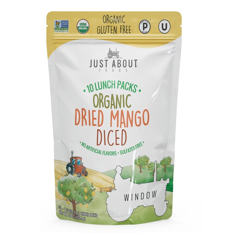 Organic Dried Mango Diced, 10 Lunch Packs 1 Oz Each, Bag Contains 10 Oz In Total