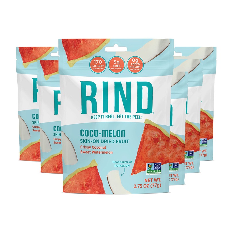 Rind Snacks Coco-Melon Dried Fruit Superfood, Organic Coconut, Watermelon, High Fiber, Vegan, Paleo, Non-Gmo 2.75Oz, Pack Of 6