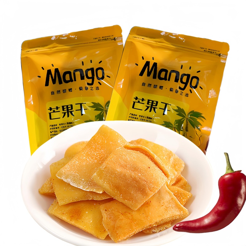 Spicy Dried Mango Mangoes Chips – Individually Wrapped Soft Chewy Mangos Slices, Fresh Chili Dehydrated Fruit Mango Chunks, Sour