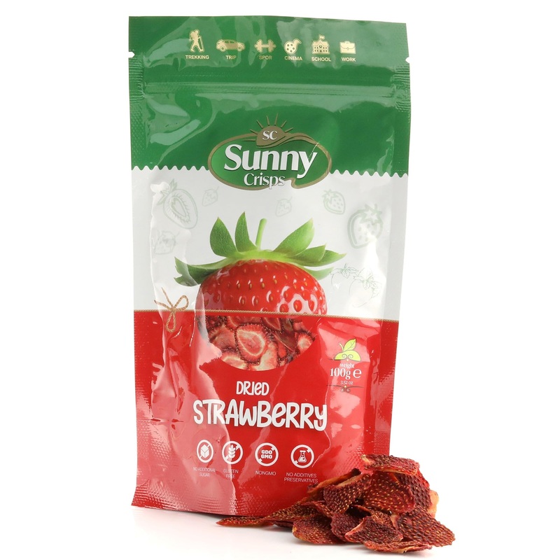 Sunny Crisps Dried Strawberries 3.52 Oz – Dry Strawberries No Sugar Added For Toddler Healthy Snacks – Gluten Free Dehydrated Fr