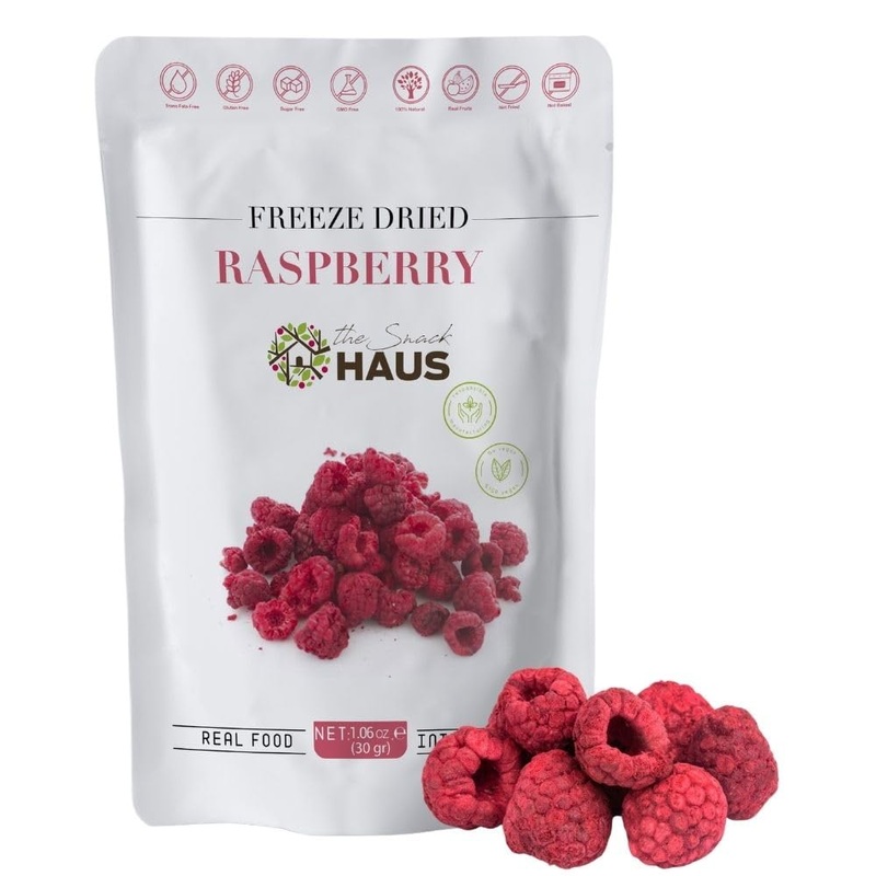 The Snack Haus Freeze-Dried Raspberries 1.06 Oz | All-Natural, No Preservatives | Nutrient-Rich, High Fiber Snack | Perfect For
