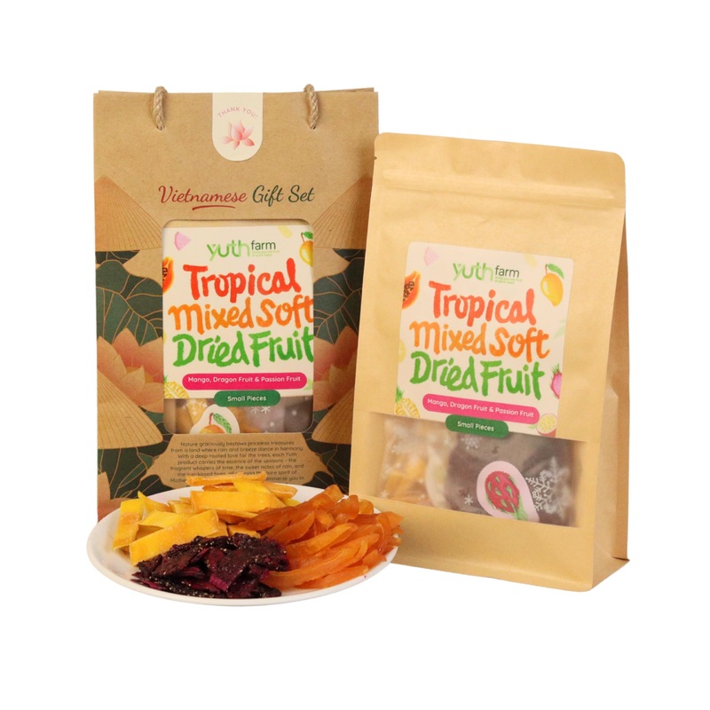 Yuth Farm Tropical Mixed Dried Fruit – Mango, Dragon Fruit, Passion Fruit, Natural Soft Dried Fruit Gift Set 300G (10.6 Oz) – Sm