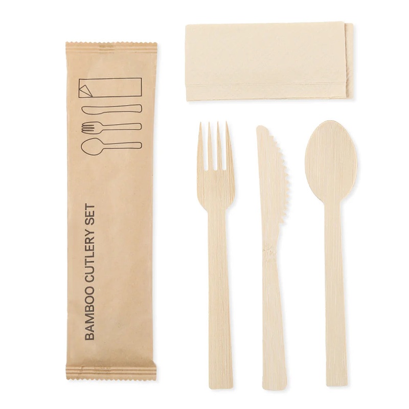 6.5″ Disposable Bamboo Cutlery Kit – 100 Kits