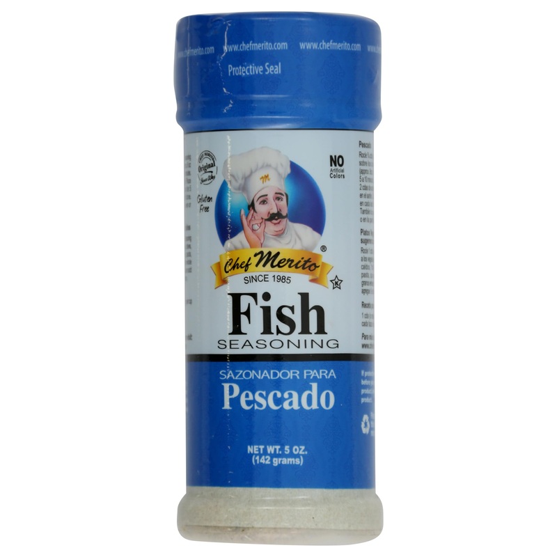 Chef Merito, Fish Seasoning, 5 Ounces, Pack Of One, Small Bottle, Great For Frying, Grilling And Oven Baking