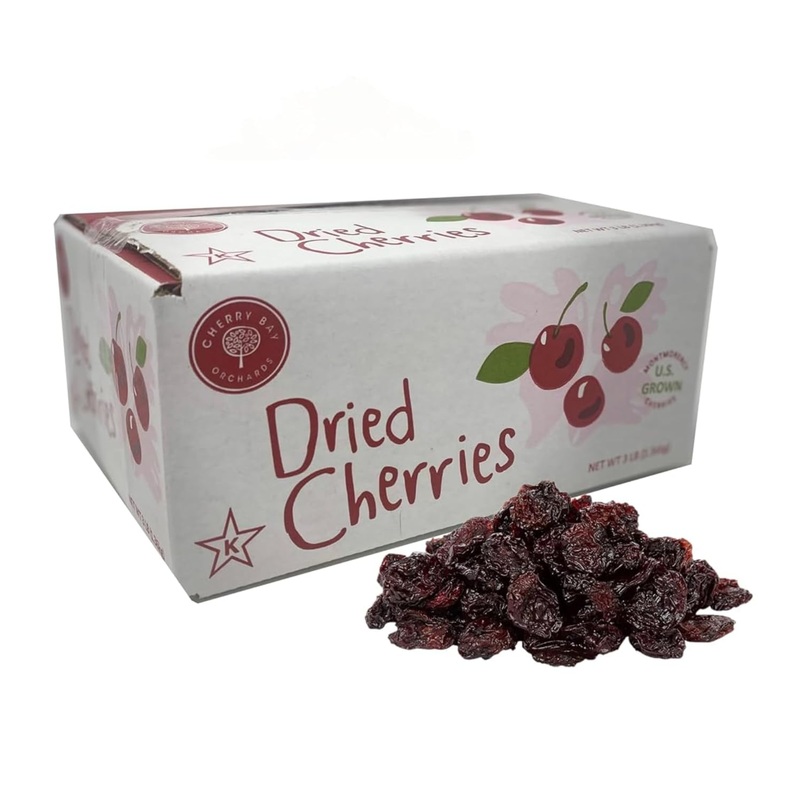 Cherry Bay Orchards Dried Bulk Cherries (3 Lb Box): Tart Montmorency Cherries-Domestic, Natural, Kosher, Gluten-Free, And Gmo Fr
