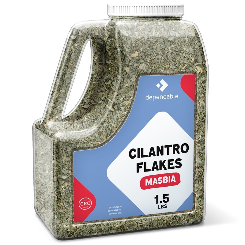 Dependable Food Cilantro Flakes – 1.5 Lb. Resealable Bulk Jug, Natural 100% Dried Cilantro Seasoning, Additive-Free, Non-Gmo, Sa