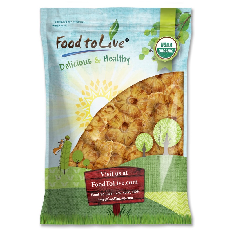 Food To Live Organic Dried Pineapple Rings, 5 Pounds Non-Gmo, Flavorful Chewy Fruit Snack, Vegan, Unsulfured, No Sugar Added, Bu
