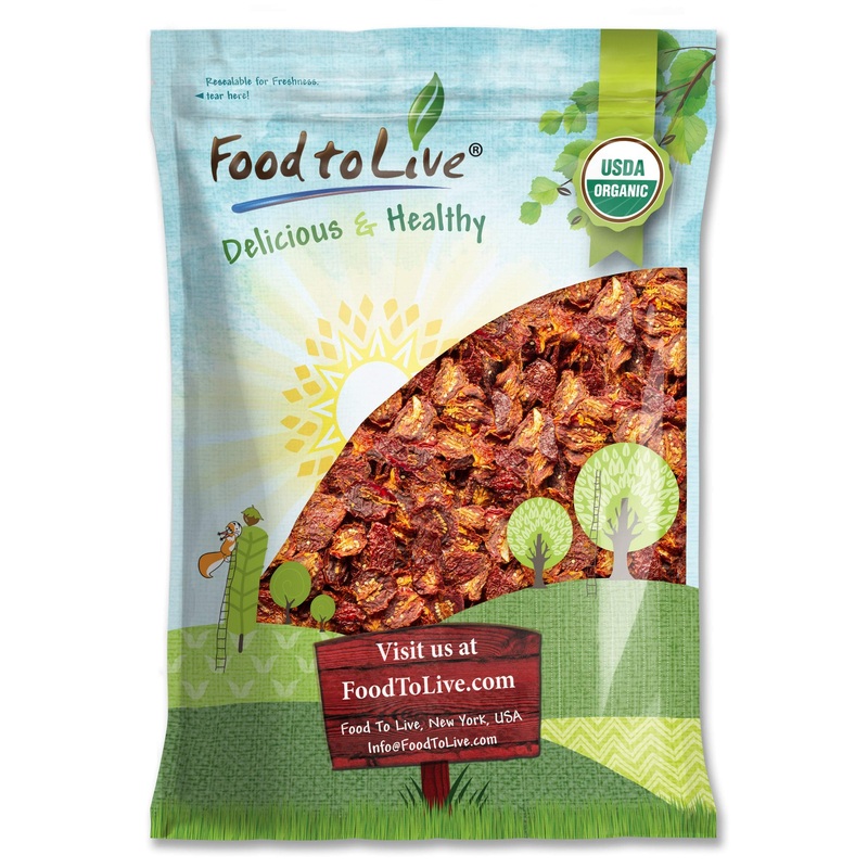 Food To Live Organic Sun-Dried Tomatoes With Sea Salt, 5 Pounds Salted, Non-Gmo, Kosher, Vegan, Unsulfured, Bulk
