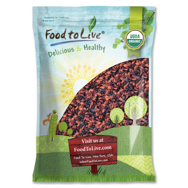 Food To Live – Organic Yummy Berries Mix, 8 Pounds – A Blend Of Non-Gmo Dried Cranberries, Blueberries, Cherries, Goji Berries,