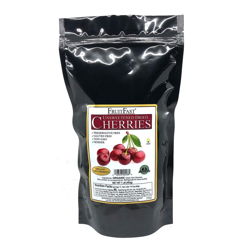 Fruitfast Organic Unsweetened Dried Cherries By | Non-Gmo, Gluten Free, Kosher Certified All Natural Healthy Snack Alternative (