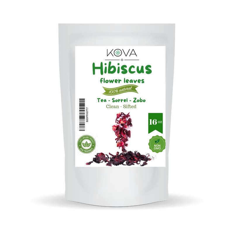 Kovafood Dried Red Hibiscus Flowers, Sorrel Leaves, Zobo Leaves I Organic I Non-Gmo I Washed And Sifted – 16Oz (1 Lb)
